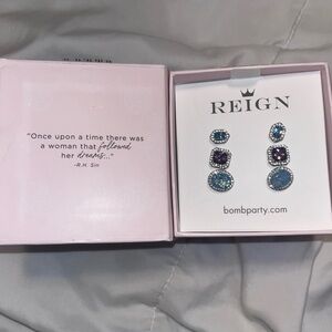 Reign Princess Collection Bomb Party- TheAuora- Blue and Purple Elegant Earrings